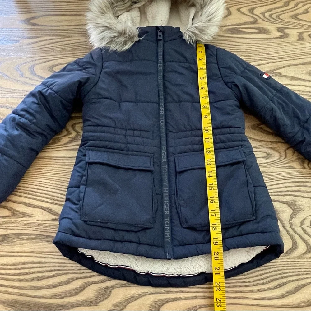 Little‎ Girl Tommy Hilfiger Anorak Puffer Jacket With Faux Fur Hood Blue